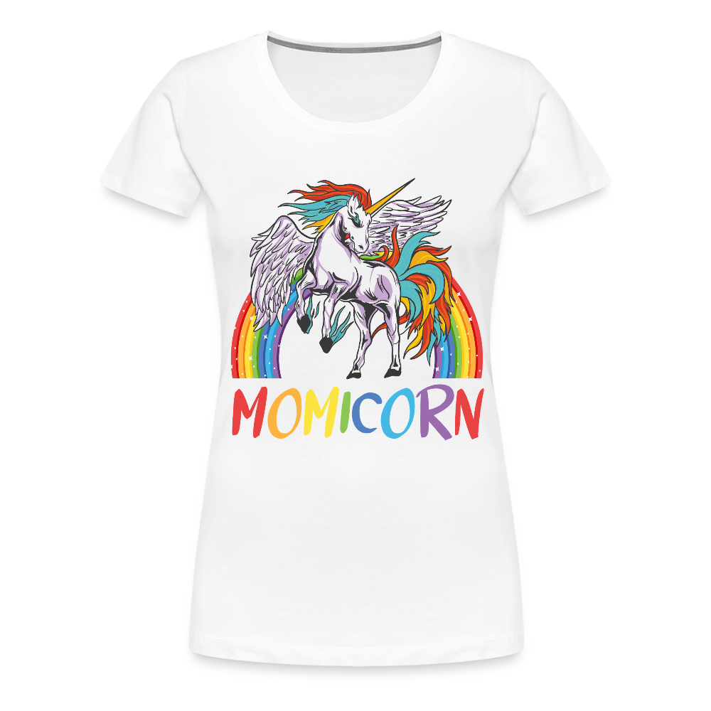 Naisten Spreadshirt Premium T-Paita Momicorn Printillä - valkoinen