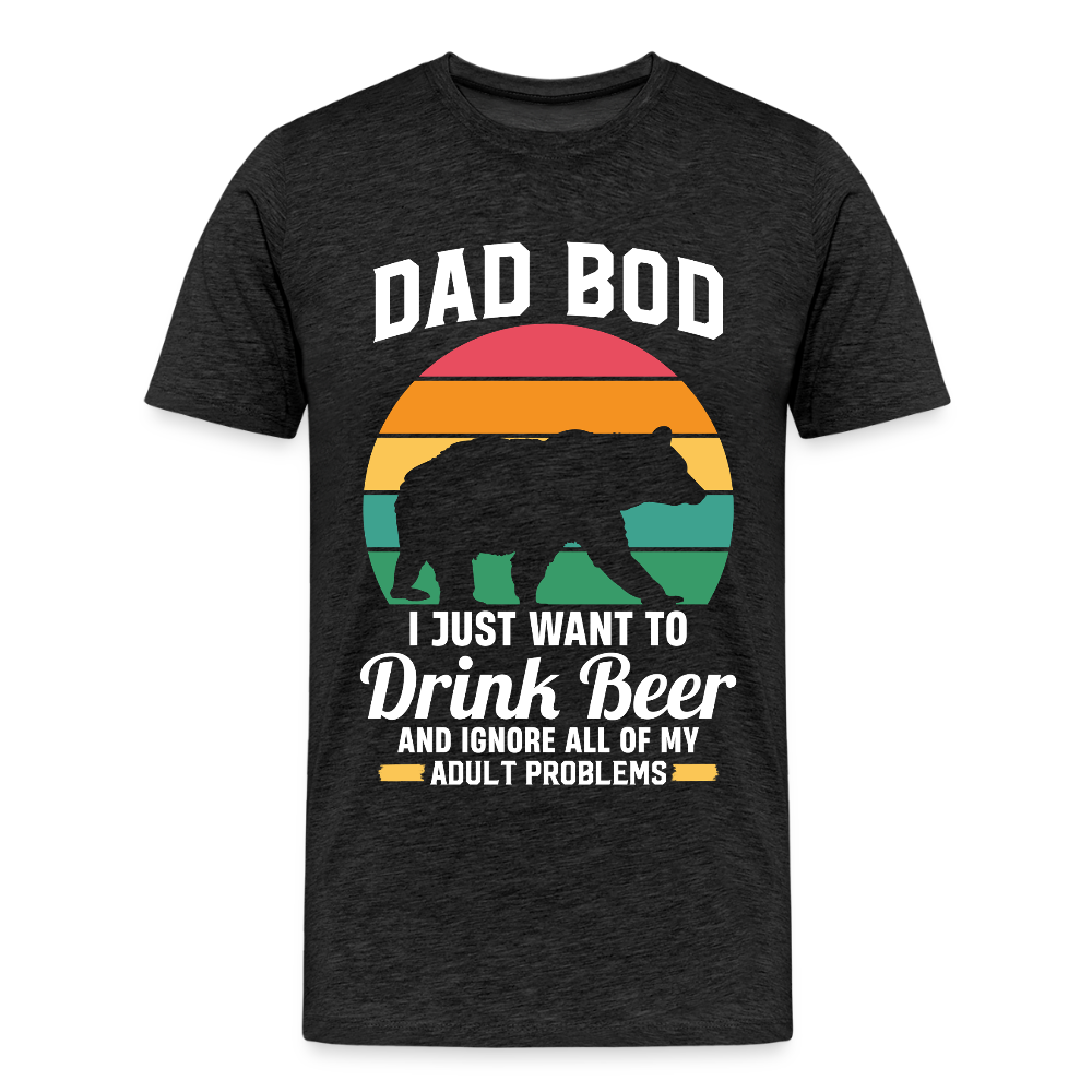 Miesten Spreadshirt Premium T-Paita DAD BOD printillä - hiilenharmaa