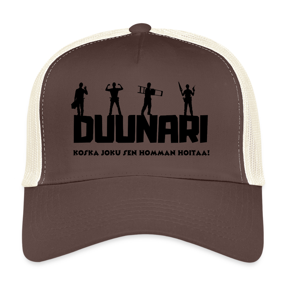 Trucker lippis Duunari Printillä - ruskea/beige