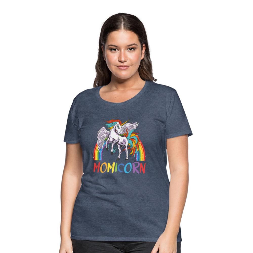 Naisten Spreadshirt Premium T-Paita Momicorn Printillä - kanervansininen