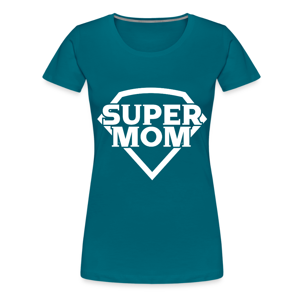 Naisten Spreadshirt Premium T-Paita Supermom printillä - turkoosi