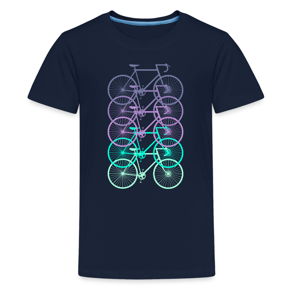 Nuorten Premium T-Paita Spreadshirt Pyörä-aiheisella Printillä - navy