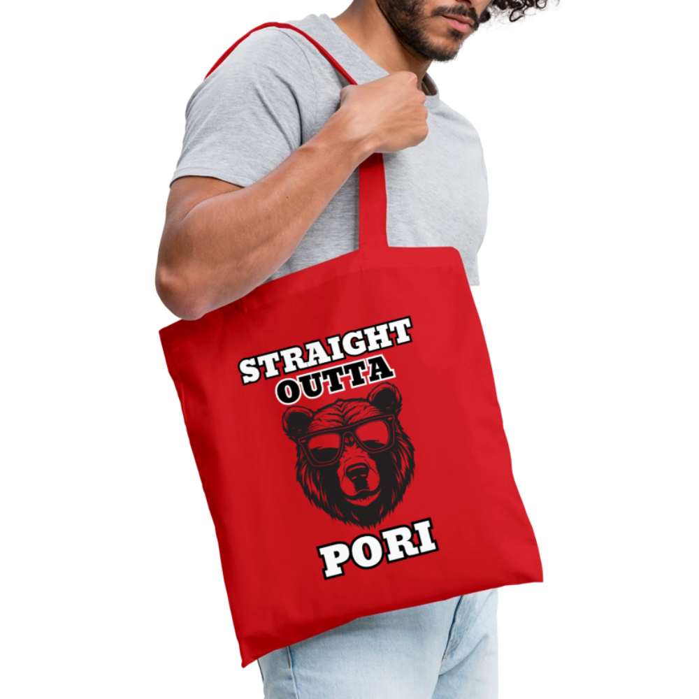 Kangaskassi Straight Outta Pori Mustavalkoinen - punainen