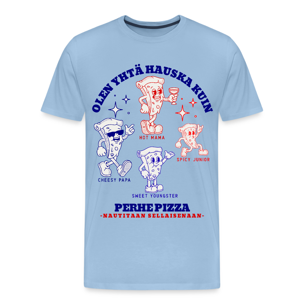 Miesten premium t-paita Perhe Pizza - taivas