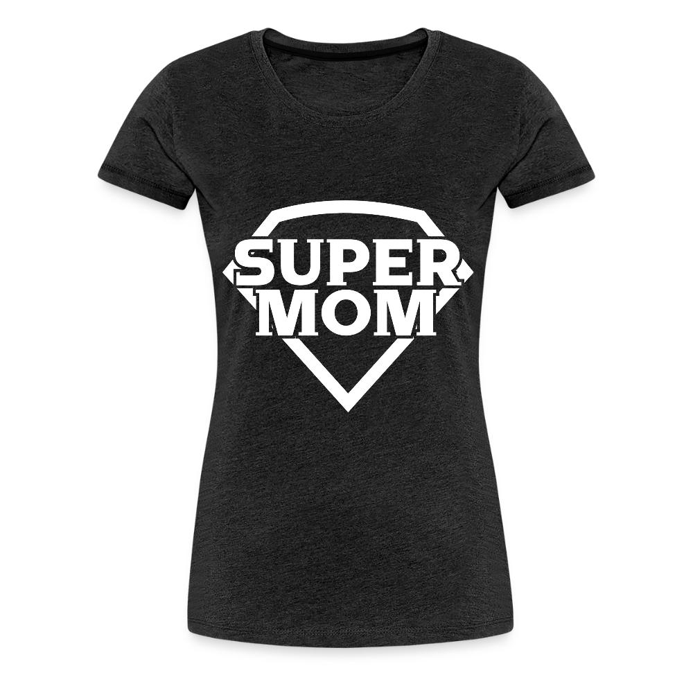 Naisten Spreadshirt Premium T-Paita Supermom printillä - hiilenharmaa