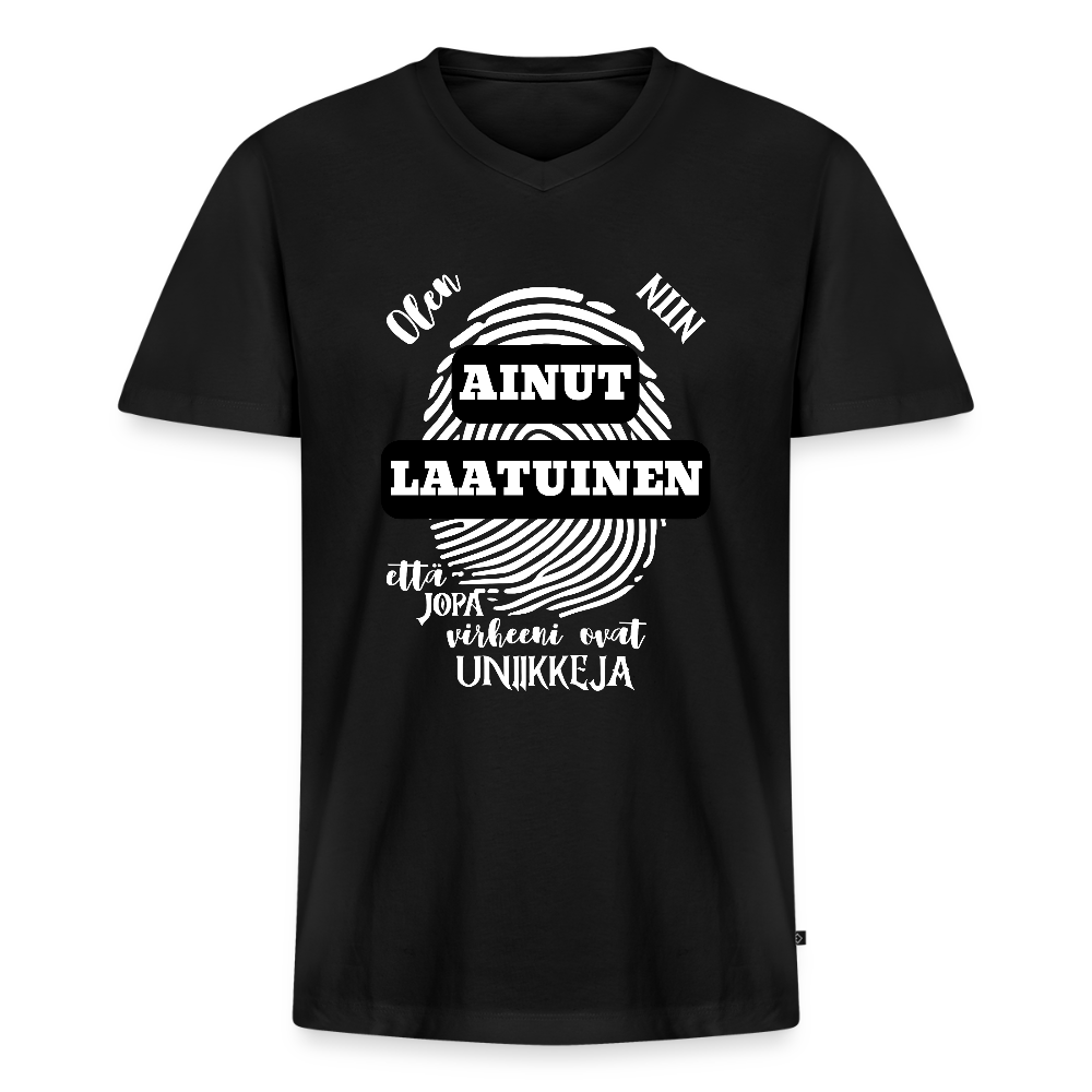 V-aukkoinen miesten luomu T-Paita Ainutlaatuinen - musta