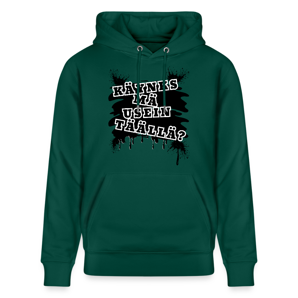 Unisex luomuhuppari Käynks mä usein täällä tummat värit - metsä