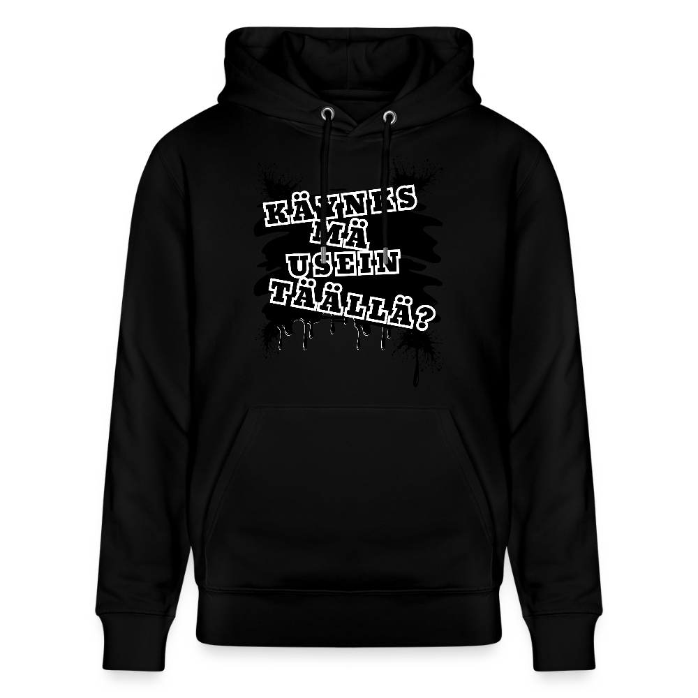 Unisex luomuhuppari Käynks mä usein täällä tummat värit - musta