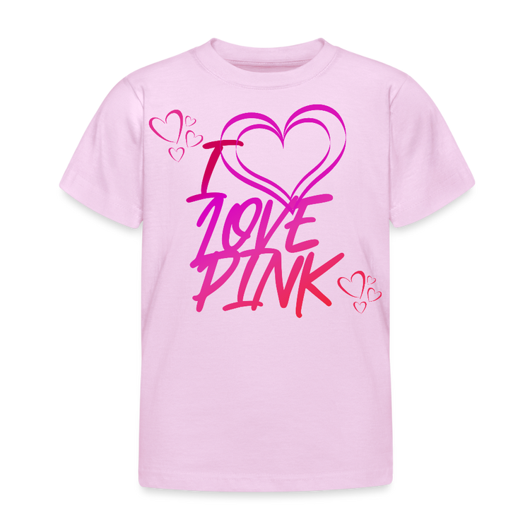 Vaaleanpunainen Lasten T-Paita painatuksella I Love Pink