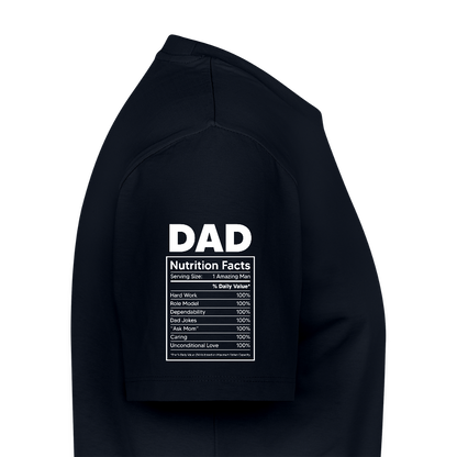 Miesten Spreashirt Premium T-Paita Dad aiheisella Rinta- ja hihaprintillä - laivastonsininen