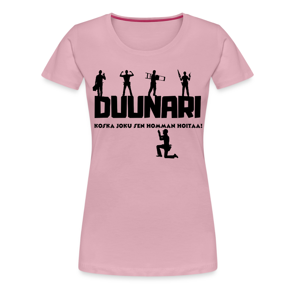 Naisten Spreadshirt Premium T-paita Duunari Printillä - vaalean roosa