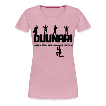Naisten Spreadshirt Premium T-paita Duunari Printillä - vaalean roosa
