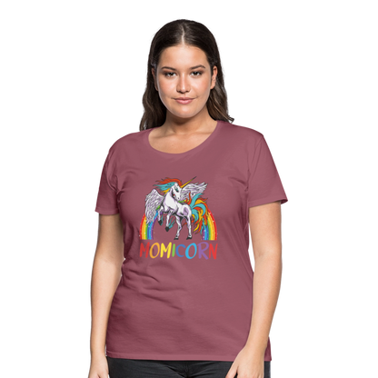 Naisten Spreadshirt Premium T-Paita Momicorn Printillä - malvanvärinen