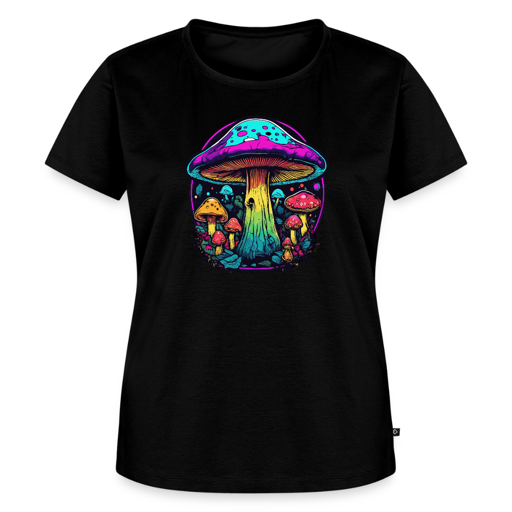 Naisten Spreadshirt Premium T-paita Värikkäällä sieniaiheella - musta
