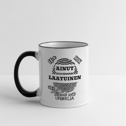 Kaksivärinen muki Ainutlaatuinen - valkoinen/musta