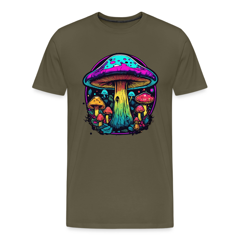 Miesten Spreadshirt Premium t-paita Värikkäällä sieniaiheella - khakin
