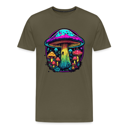 Miesten Spreadshirt Premium t-paita Värikkäällä sieniaiheella - khakin