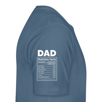 Miesten Spreashirt Premium T-Paita Dad aiheisella Rinta- ja hihaprintillä - siniharmaa