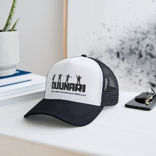 Trucker lippis Duunari Printillä - valkoinen/musta
