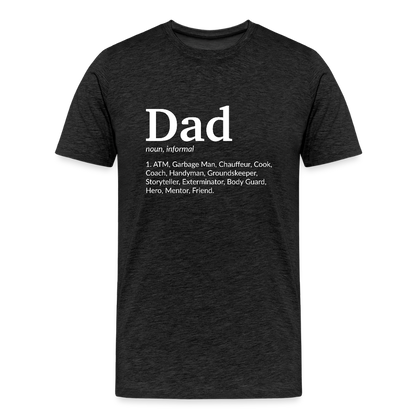 Miesten Spreashirt Premium T-Paita Dad aiheisella Rinta- ja hihaprintillä - hiilenharmaa
