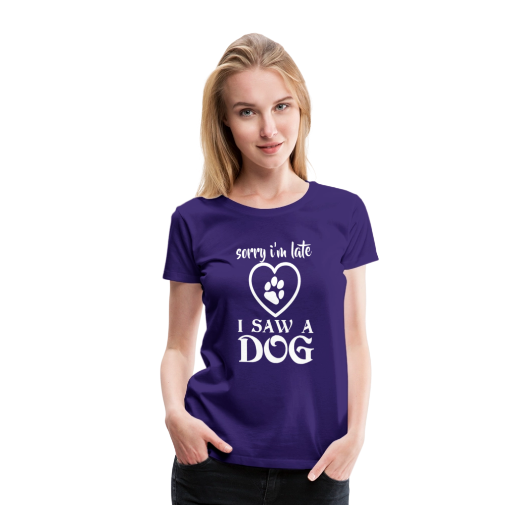 Naisten Spreadshirt Premium T-Paita Koira-aiheisella Printillä - liila