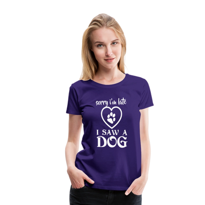 Naisten Spreadshirt Premium T-Paita Koira-aiheisella Printillä - liila
