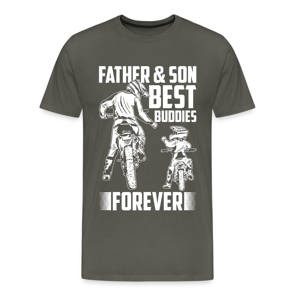 Miesten Spreadshirt Premium T-Paita Father&Son Printillä - asfaltin
