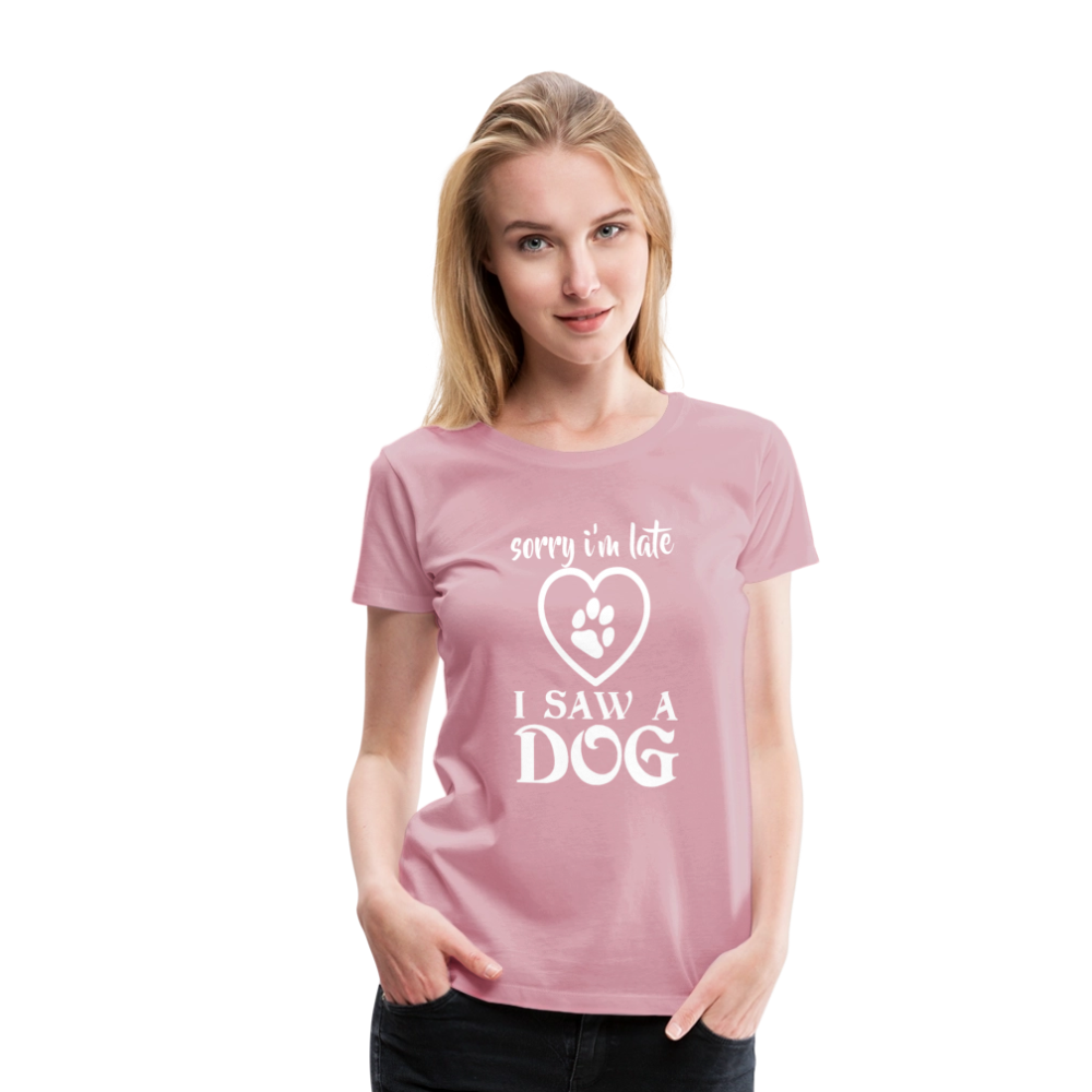 Naisten Spreadshirt Premium T-Paita Koira-aiheisella Printillä - vaalean roosa