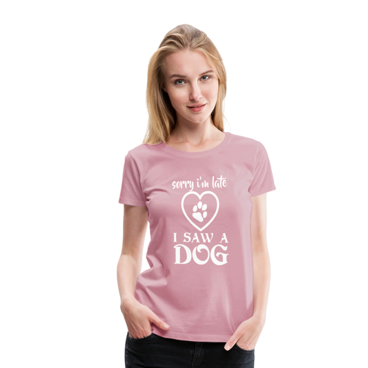 Naisten Spreadshirt Premium T-Paita Koira-aiheisella Printillä - vaalean roosa