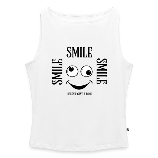 Naisten Hihaton toppi venepääntiellä Smile - valkoinen