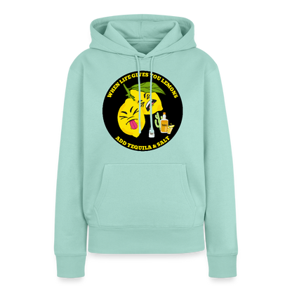 Naisten Premium huppari When life gives lemons black - minttu 