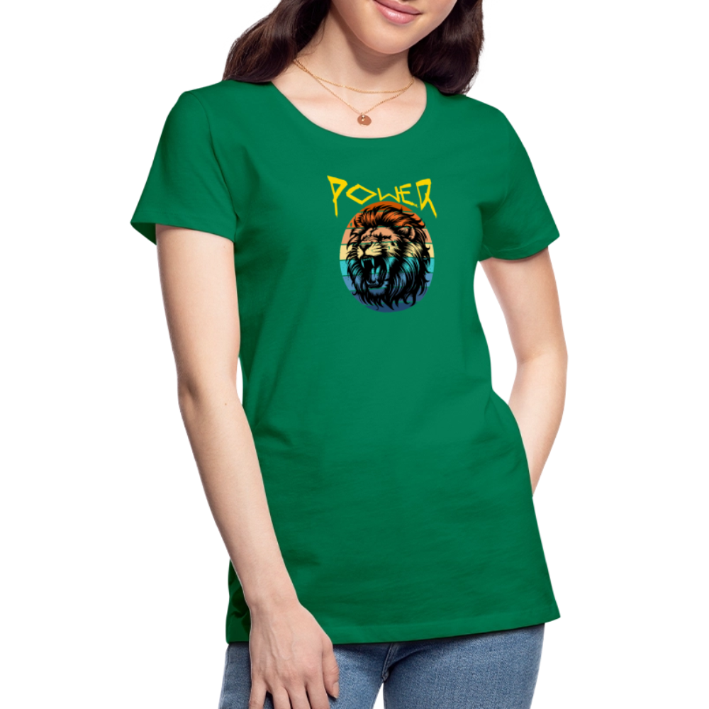 Naisten Spreadshirt Premium T-paita Power Lion - kelly vihreä