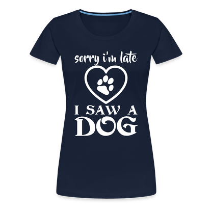 Naisten Spreadshirt Premium T-Paita Koira-aiheisella Printillä - navy