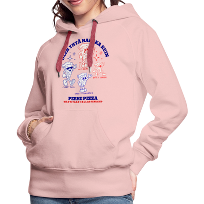 Naisten Premium huppari Perhe Pizza - kristalliroosa