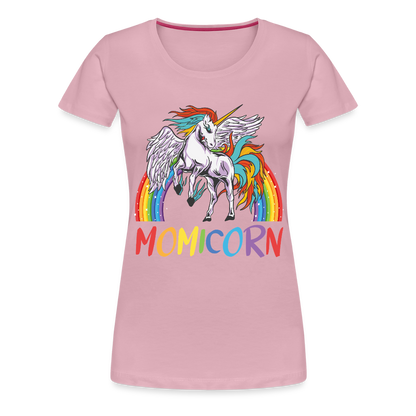 Naisten Spreadshirt Premium T-Paita Momicorn Printillä - vaalean roosa