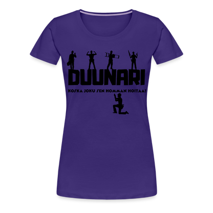 Naisten Spreadshirt Premium T-paita Duunari Printillä - liila