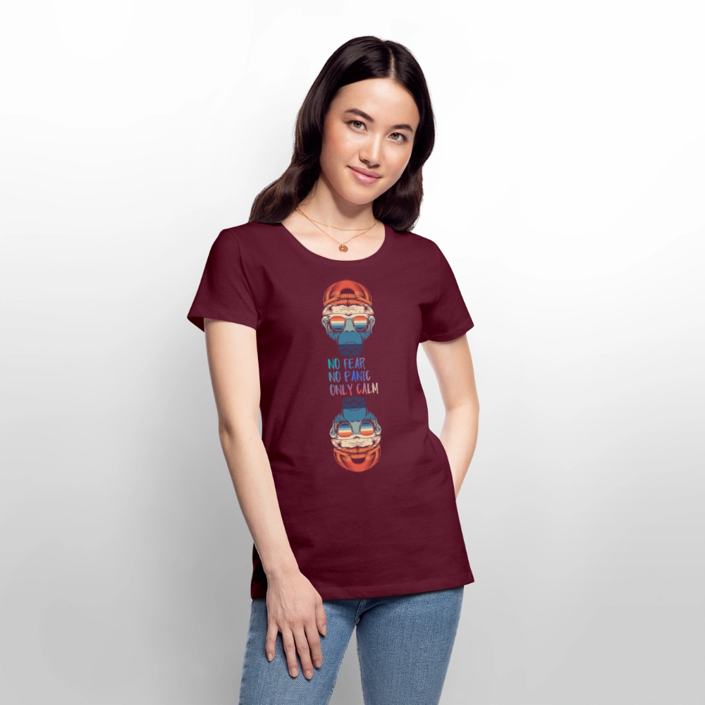 Naisten Premium T-paita Calm Monkey - viininpunainen
