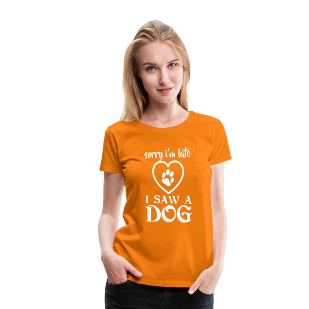 Naisten Spreadshirt Premium T-Paita Koira-aiheisella Printillä - oranssi
