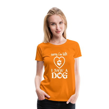 Naisten Spreadshirt Premium T-Paita Koira-aiheisella Printillä - oranssi