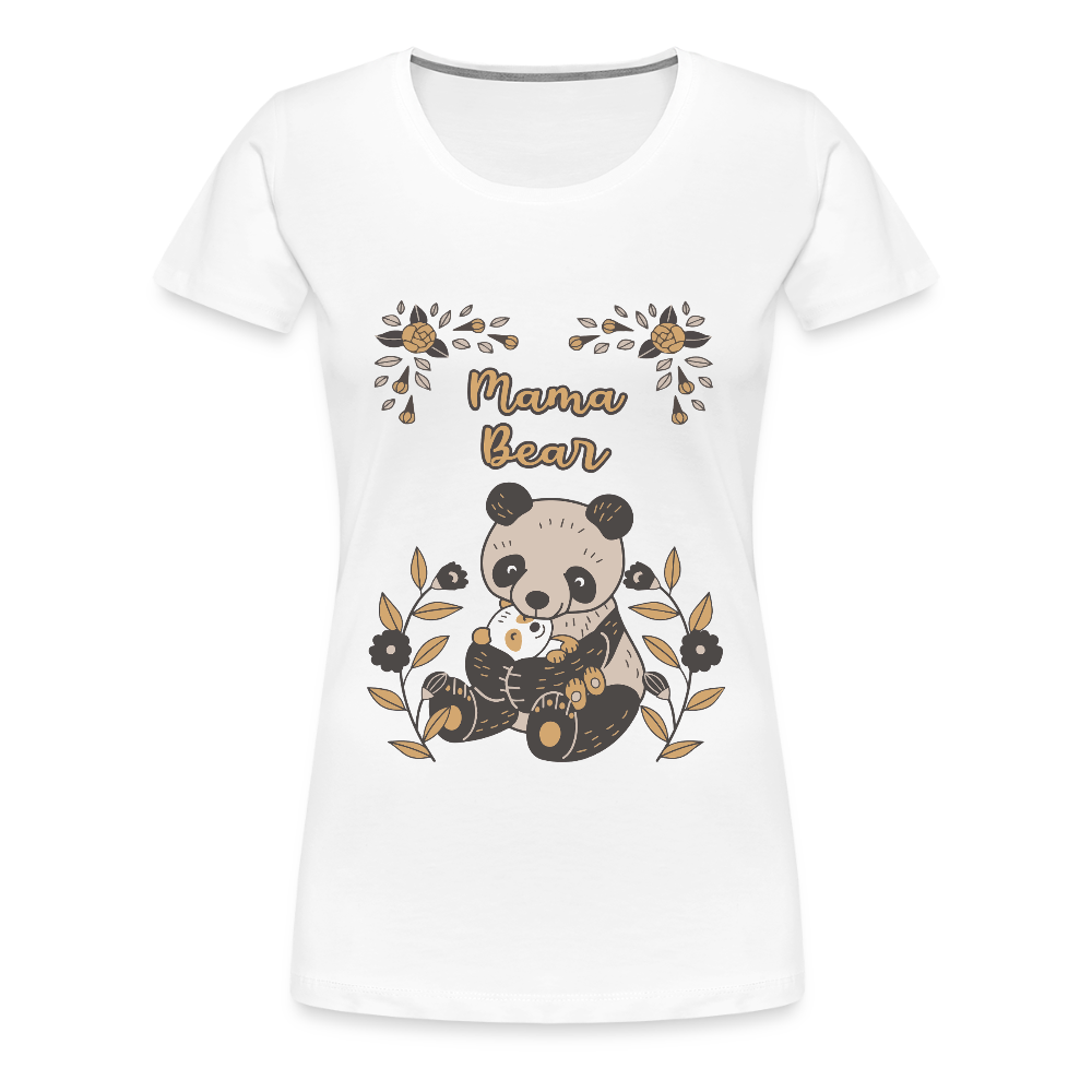 Naisten Spreadshirt Premium T-Paita Panda Mama Bear Printillä - valkoinen