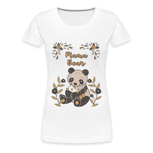 Naisten Spreadshirt Premium T-Paita Panda Mama Bear Printillä - valkoinen