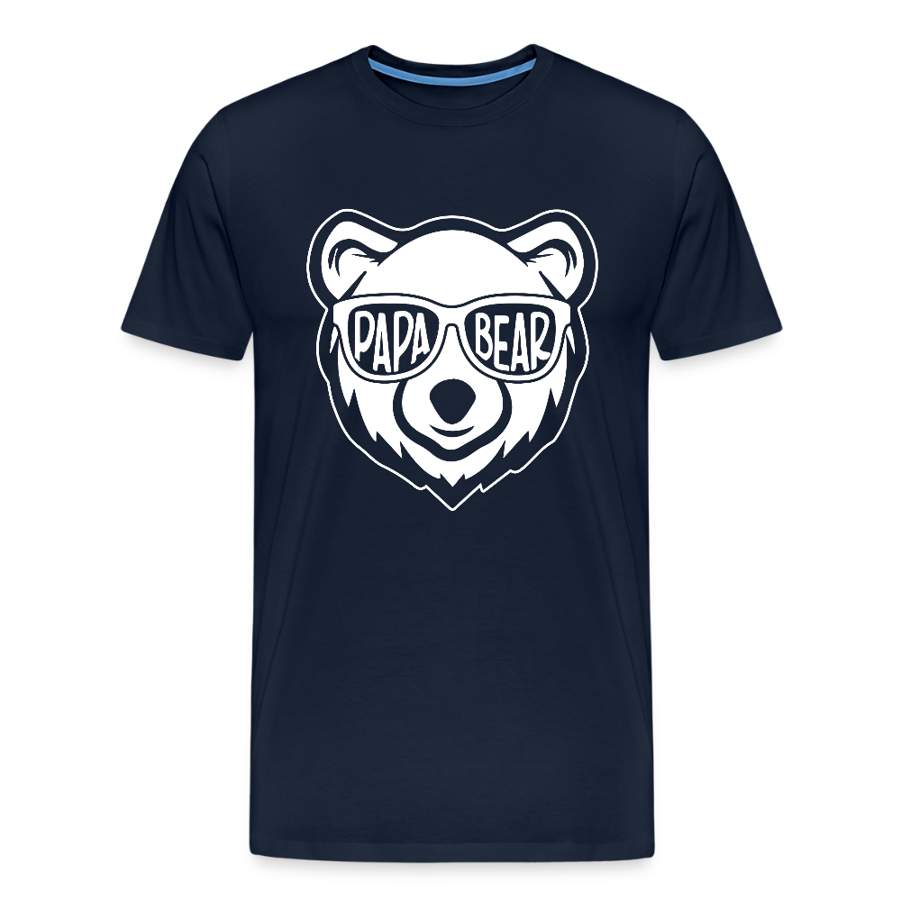 Miesten Spreadshirt Premium T-Paita Papa Bear Printillä - navy