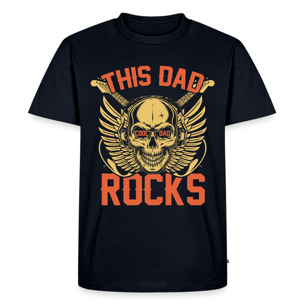 Miesten Spreadshirt Premium T-Paita This dad rocks Printillä - laivastonsininen