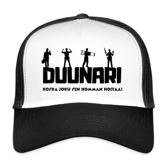 Trucker lippis Duunari Printillä - valkoinen/musta