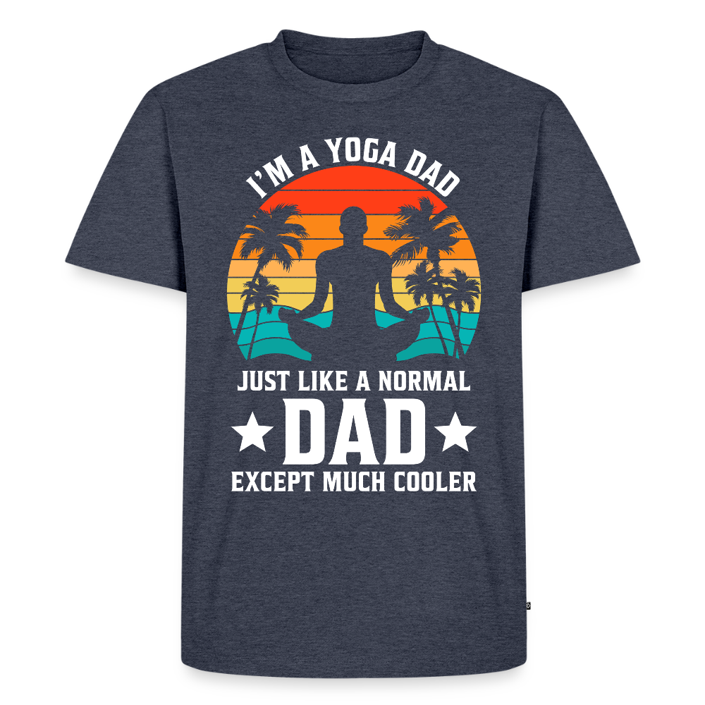 Miesten Spreadshirt Premium T-Paita Yoga Dad Printillä - deniminsininen 