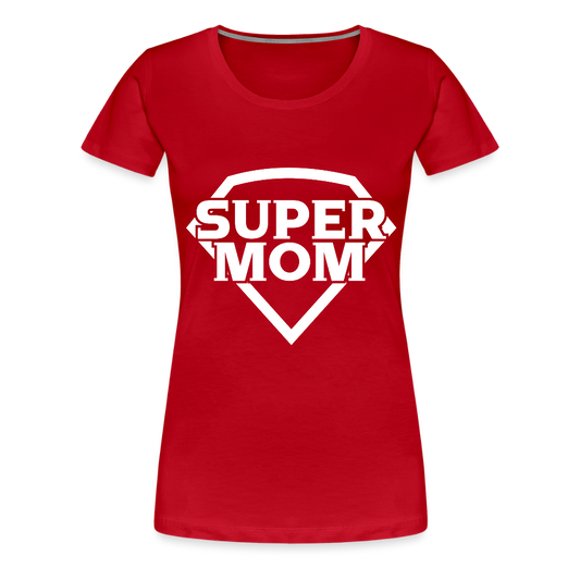 Naisten Spreadshirt Premium T-Paita Supermom printillä - punainen