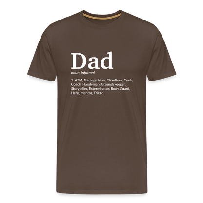 Miesten Spreashirt Premium T-Paita Dad aiheisella Rinta- ja hihaprintillä - tyylikäs ruskea