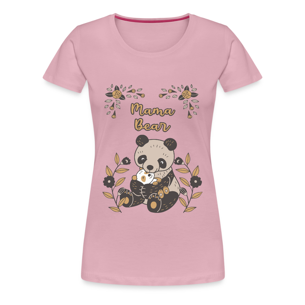 Naisten Spreadshirt Premium T-Paita Panda Mama Bear Printillä - vaalean roosa