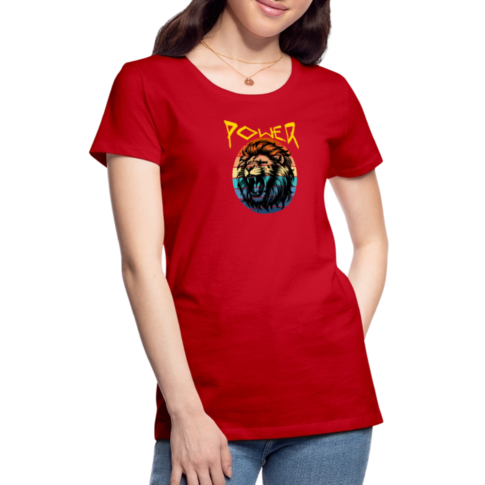 Naisten Spreadshirt Premium T-paita Power Lion - punainen