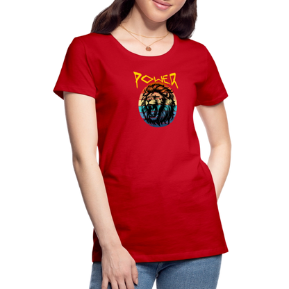 Naisten Spreadshirt Premium T-paita Power Lion - punainen